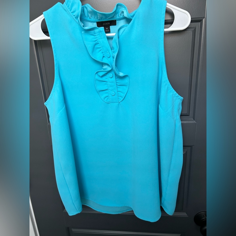 J Crew Aqua sleeveless ruffle blouse - Size Medium/ M